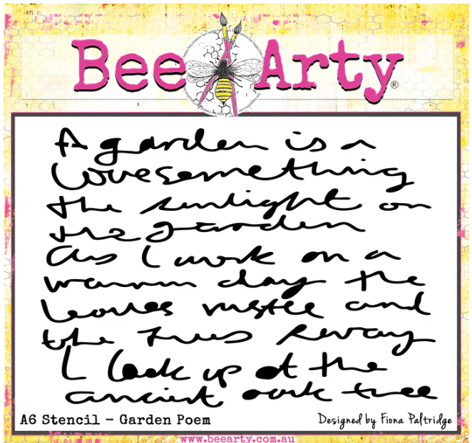 Bee Arty A6 Stencil - Garden Poem
