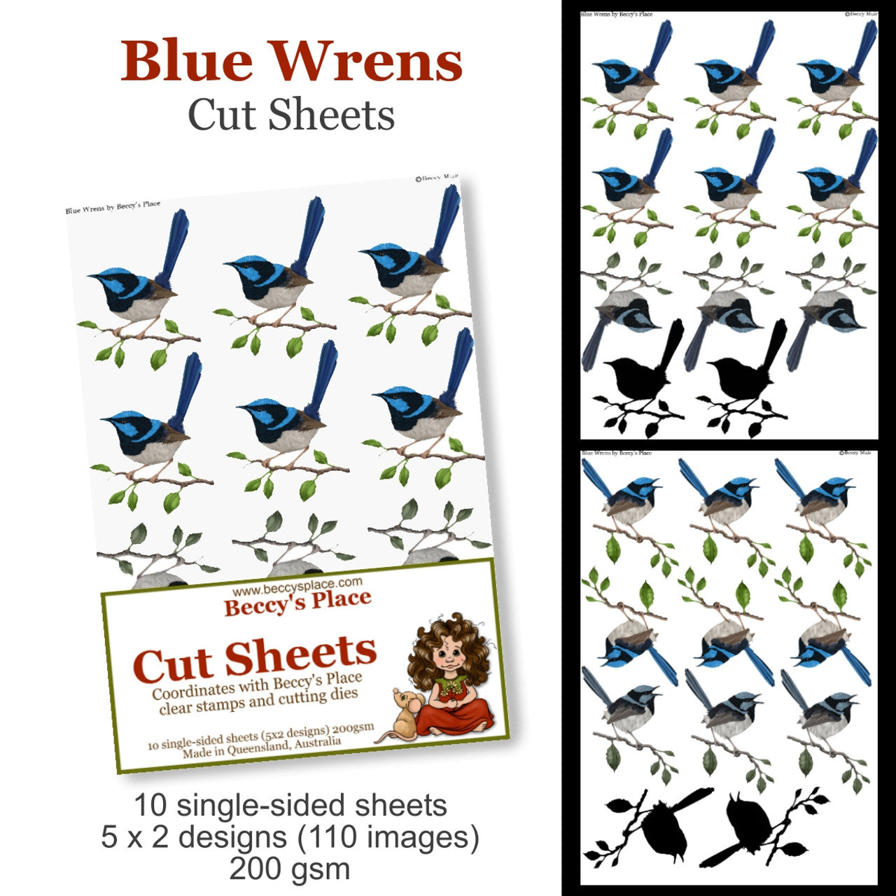 Beccy's Place Blue Wrens Cut Sheets