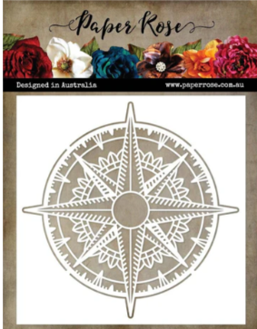 Paper Rose Compass 6"x6" Stencil