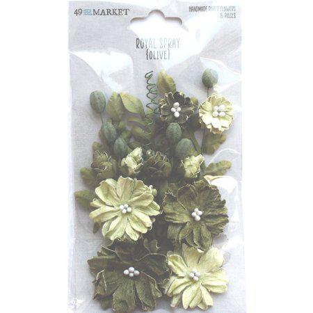 49 & Market Royal Spray Paper Flowers - Olive