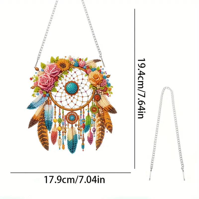 Flower and Feather Dream Catcher 5D DIY kit (rounds)