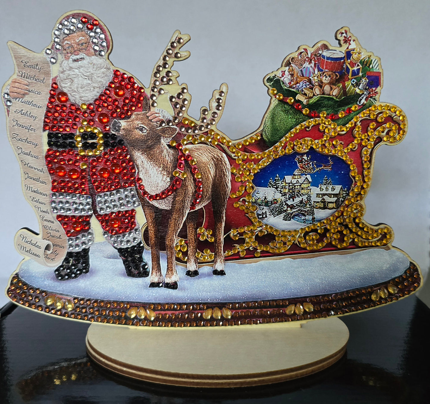 Santa & Elk Tabletop Diamond Dot Decoration