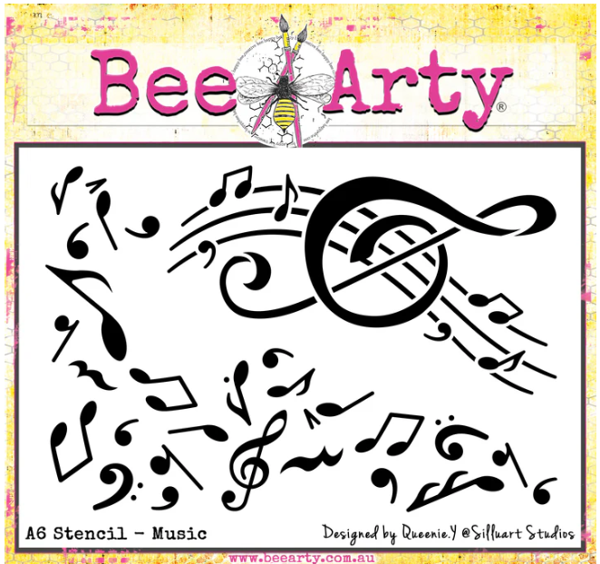 Bee Arty A6 Stencil - Music