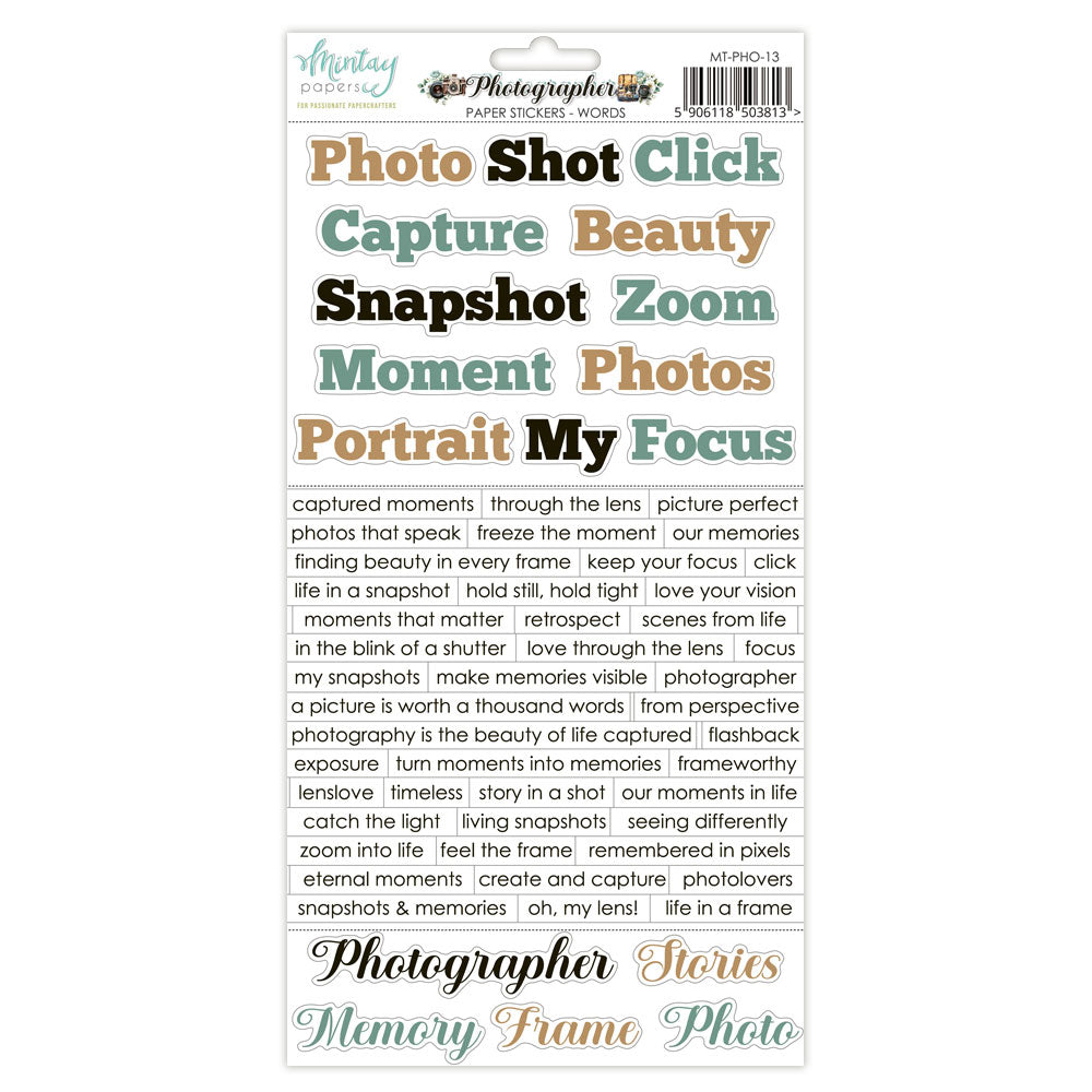 Mintay 6"x12" Stickers Sheet Photographer - Words