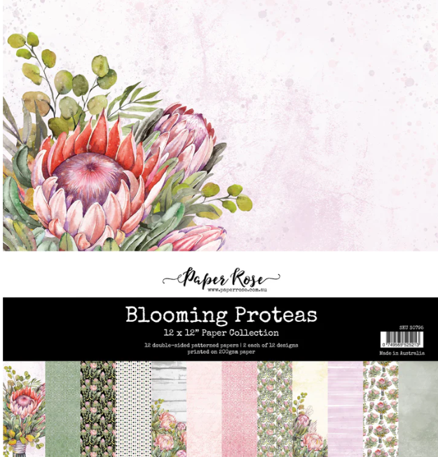 Paper Rose Blooming Proteas 12"x12" Paper Collection