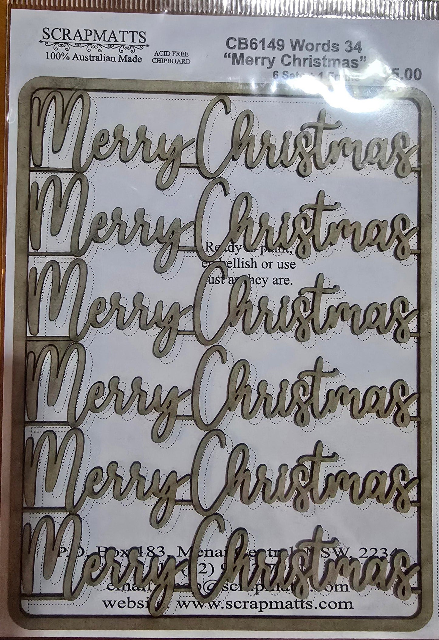 Scrapmatts Merry Christmas Chipboard Words 34