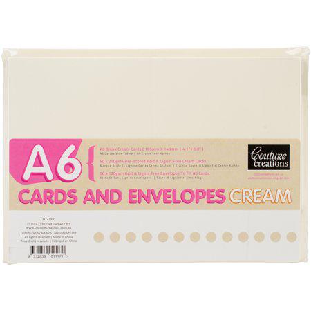 Couture Creations A6 Cards w/Envelopes (50/Pack) - Cream