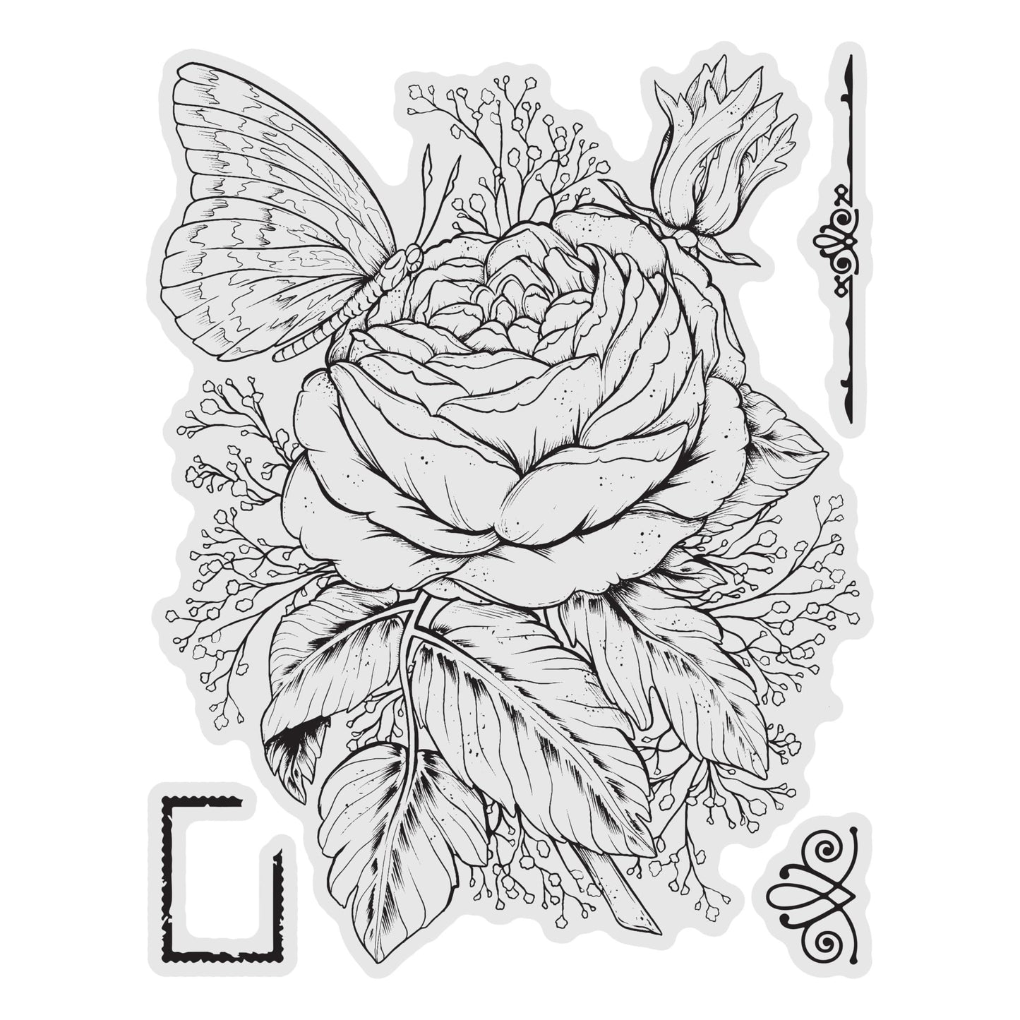 Couture Creations Rose Stamp and Colour Set (4pc)