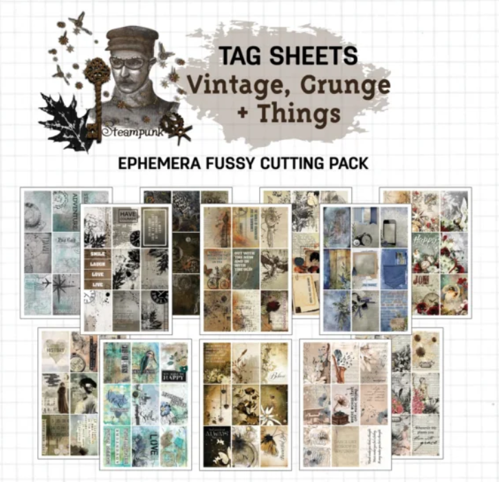 3 Quarter Designs Vintage Grunge & Things Ephemera Fussy Cutting Pack