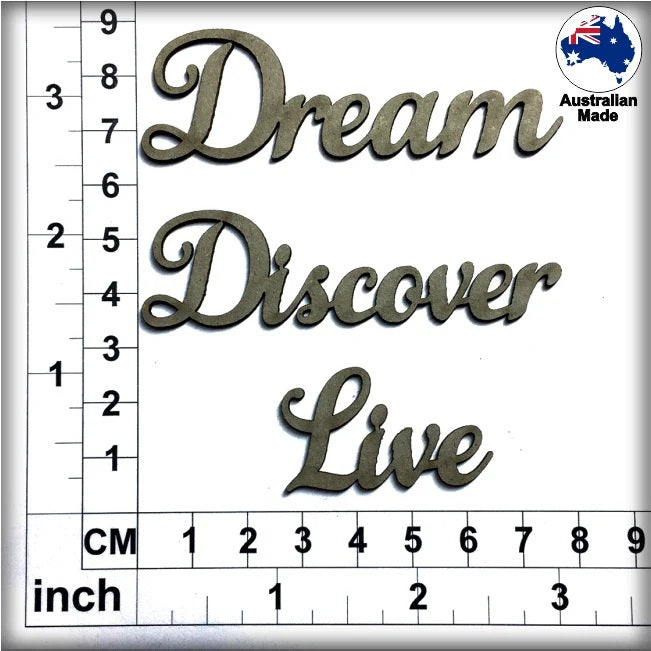 Scrapmatts Dream Discover Live Chipboard Words
