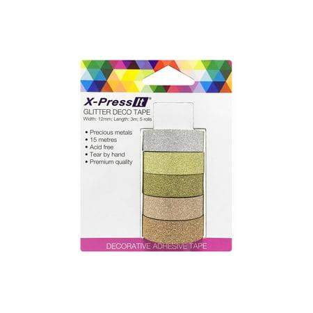 X-Press It Deco Tape Glitter Precious Metal - 5 Rolls