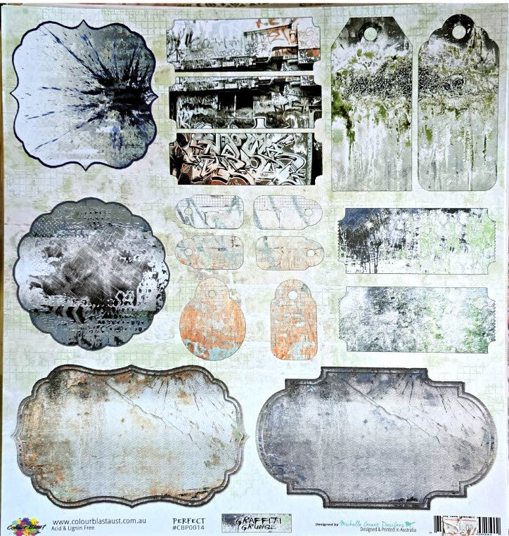 Bee Arty Graffiti Grunge Single 12"x12" Sheet Perfect