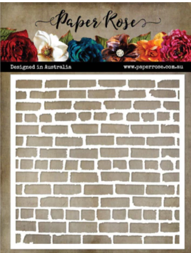 Paper Rose Distressed Brick 6"x6" Stencil