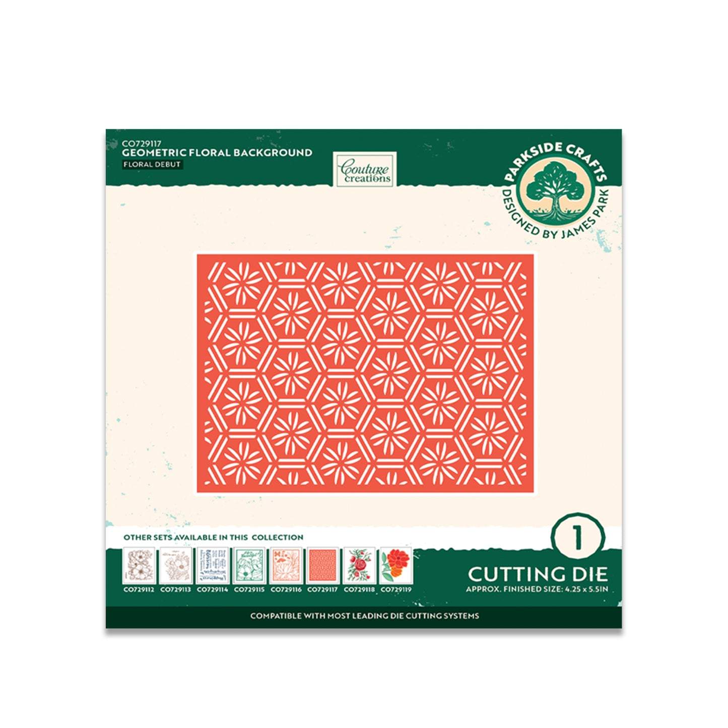 Parkside Crafts Geometric Floral Background Cutting Die Set