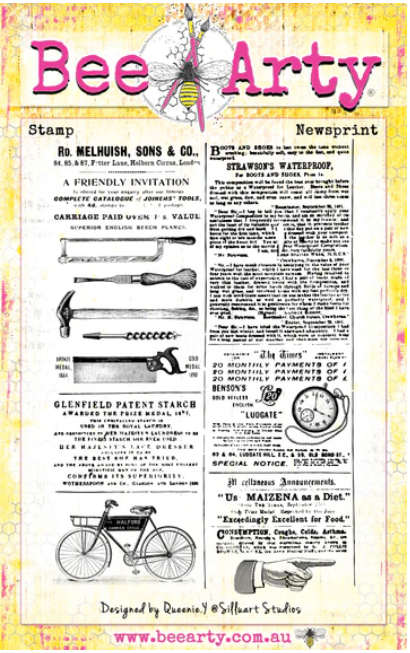 Bee Arty Newsprint Clear Stamp Set