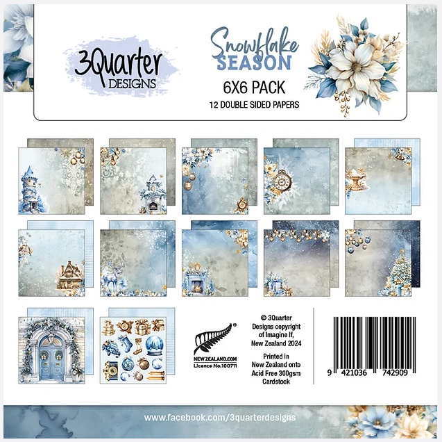 3 Quarter Designs Snowflake Season 6"x6" Paper Pack