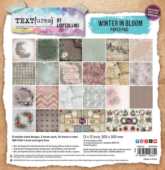 TEXT(ures) by Lou Collins Winter in Bloom 12"x12" Paper Pad