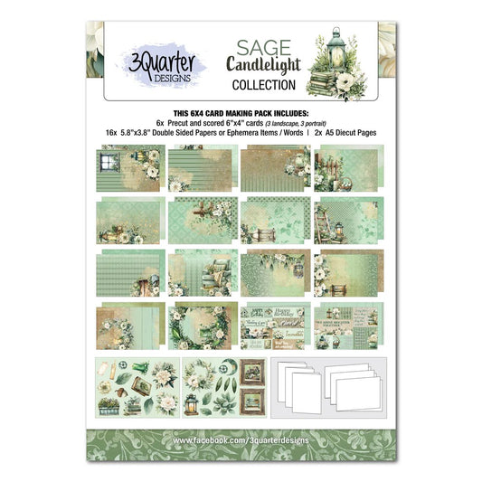 3 Quarter Designs Sage Candlelight 6"x4" Card Making Pack