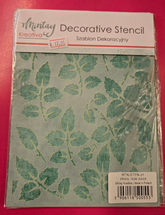 Mintay Decorative Stencil - Rose Leaves