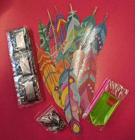 Feather Shape Diamond Dot Bookmarks Kit