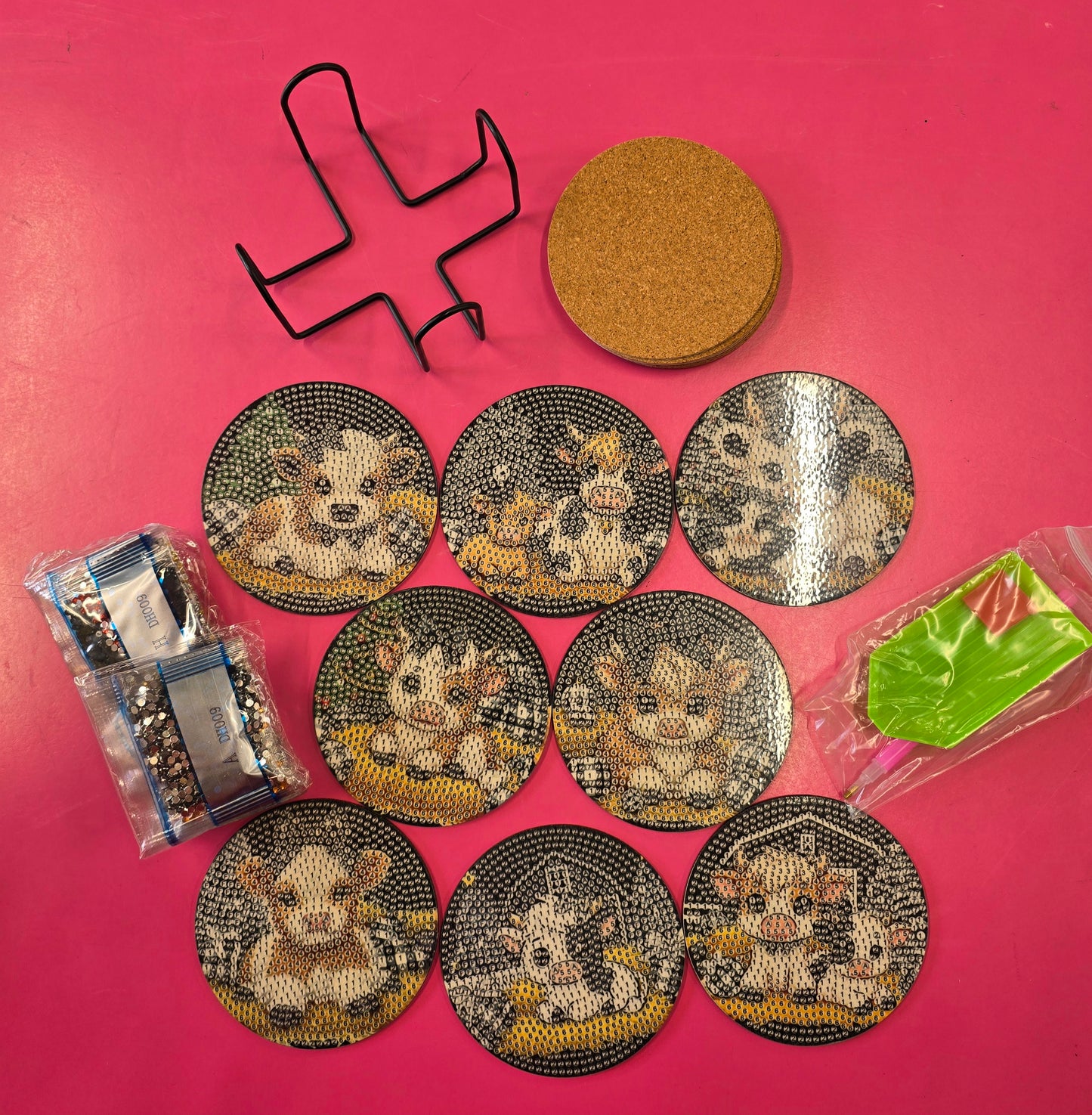 Cow Themed Diamond Dot Coasters Kit