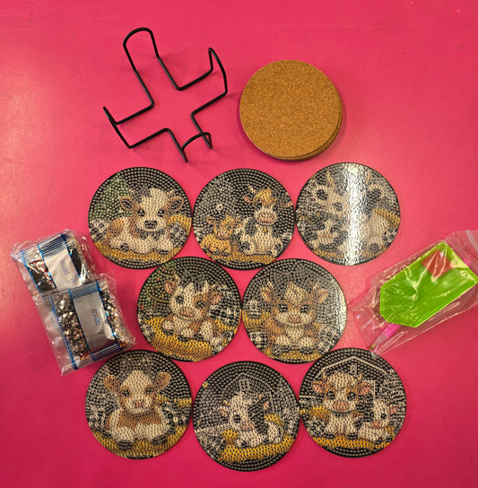 Cow Themed Diamond Dot Coasters Kit