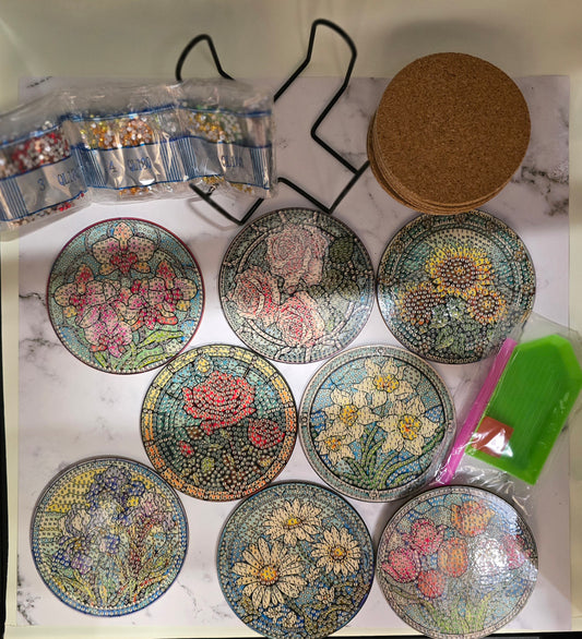 Floral Diamond Dot Coasters Kit