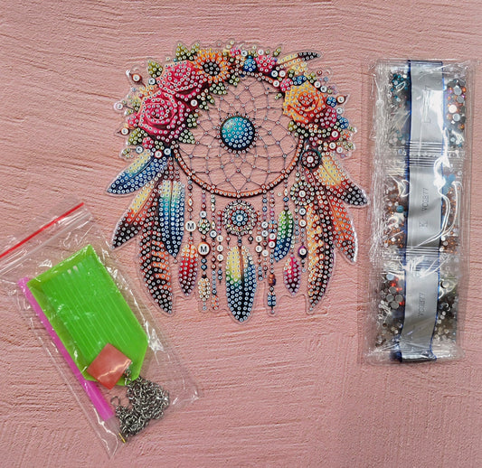 Floral & Feathers Diamond Dot Dreamcatcher Kit
