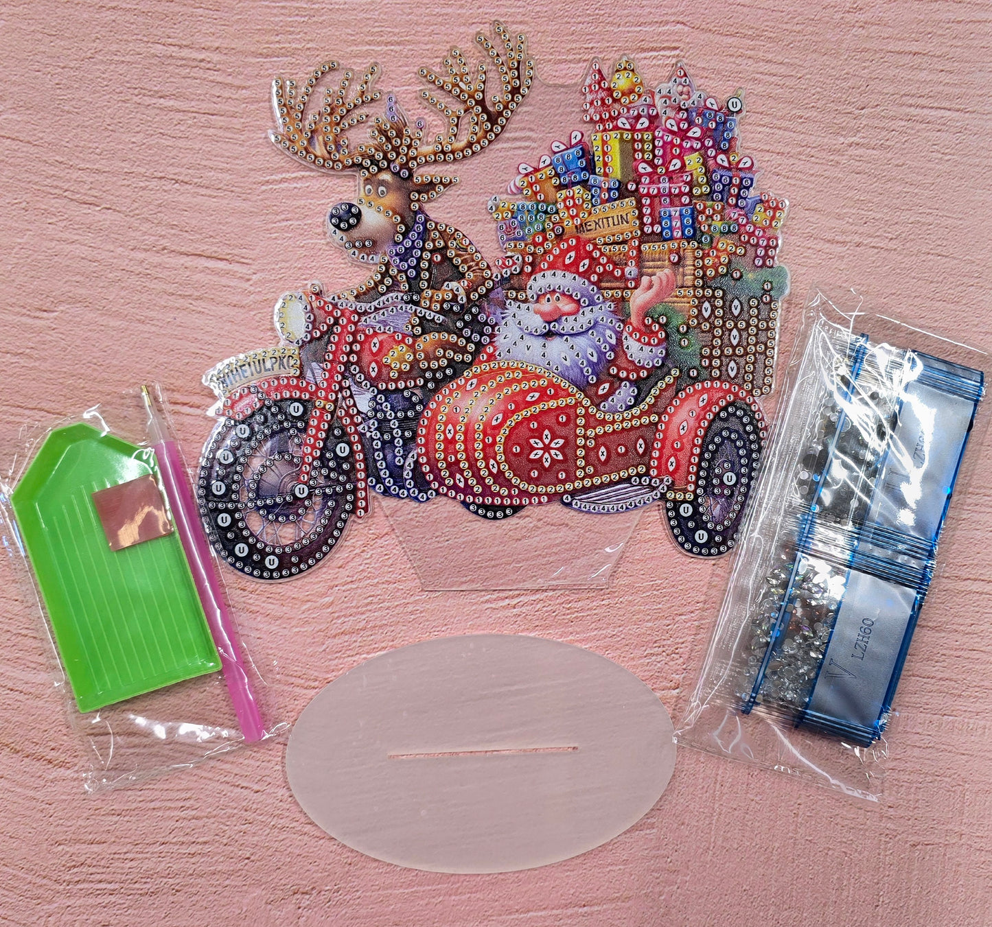 Motorbike Reindeer & Santa Diamond Dot Tabletop Decoration Kit