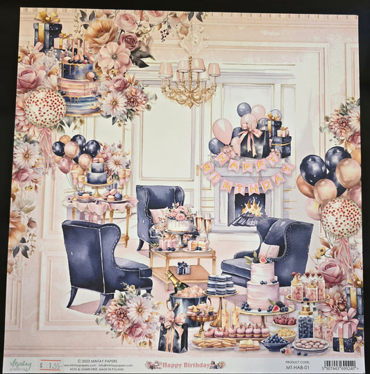 Mintay Happy Birthday 01 Single 12"x12" Sheet