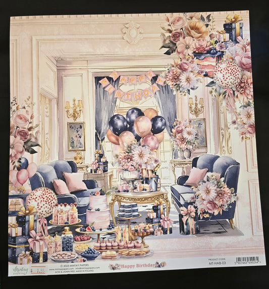 Mintay Happy Birthday 03 12"x12" Single Sheet