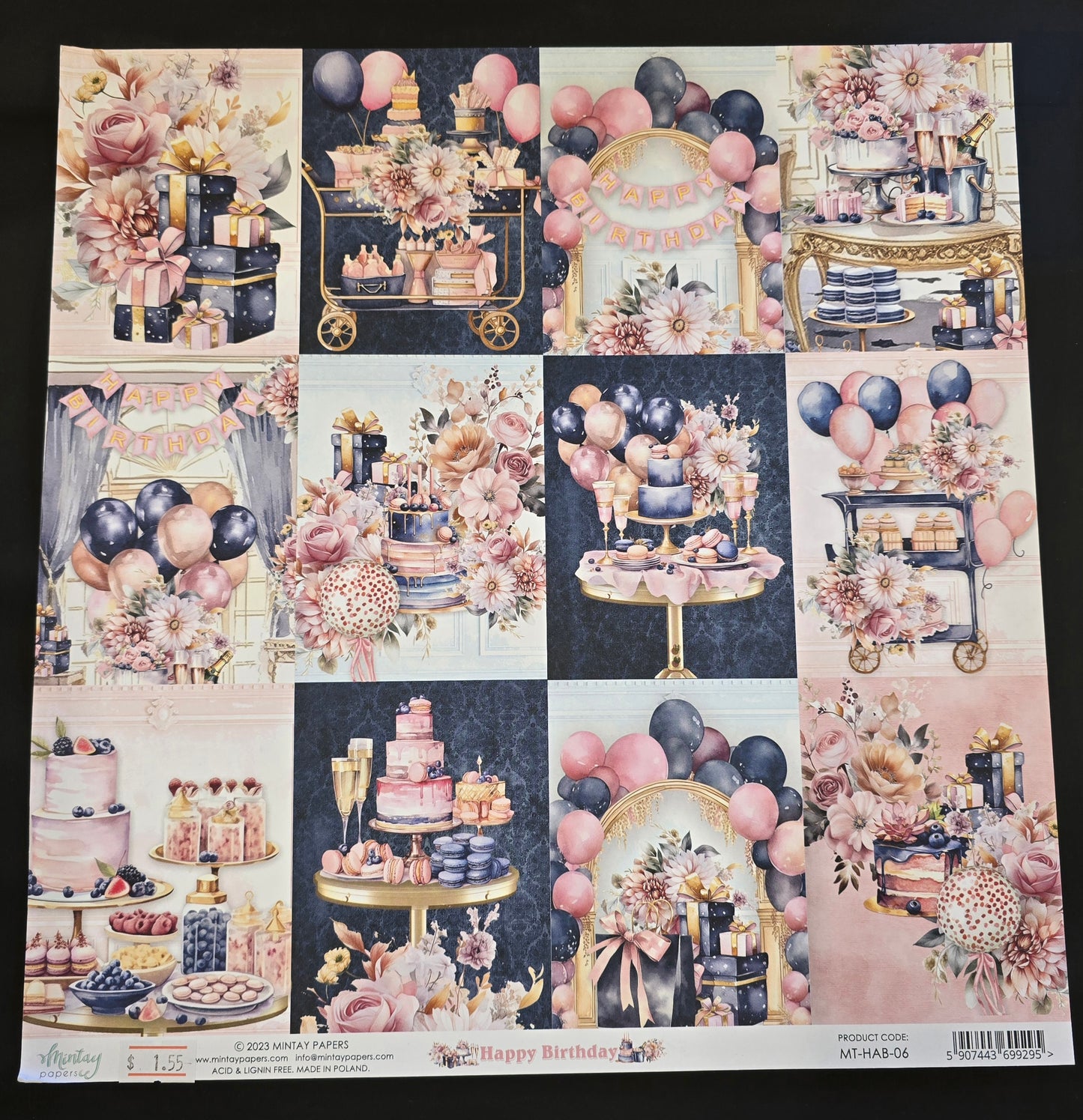 Mintay Happy Birthday 06 12"x12" Single Sheet