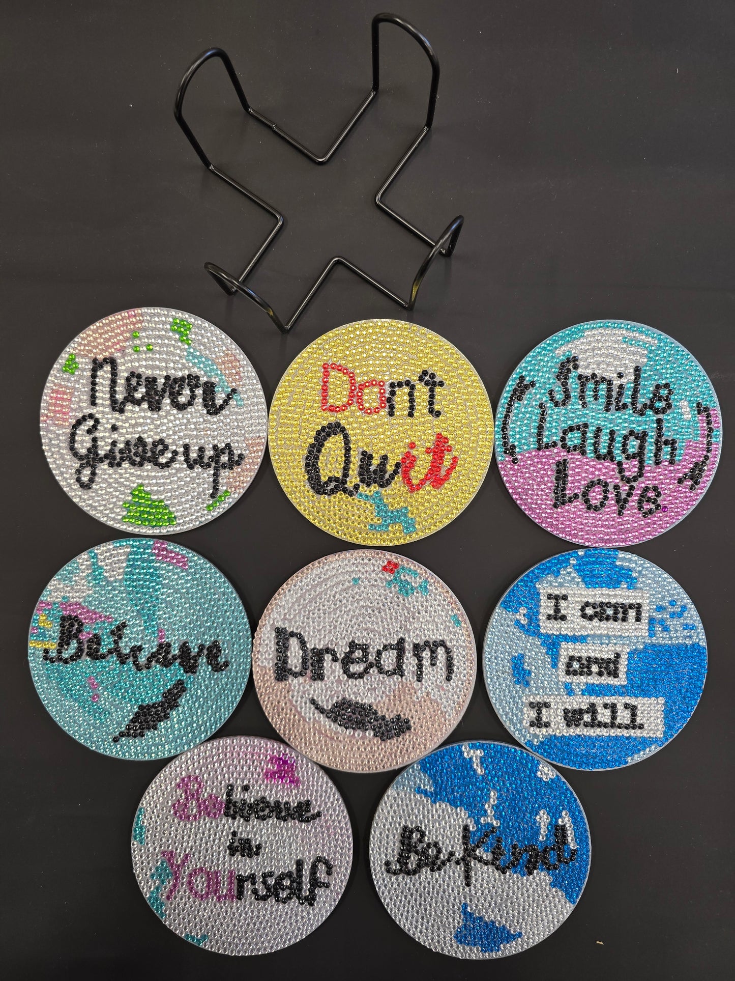Positive Affirmations 8 Coaster & Stand Set