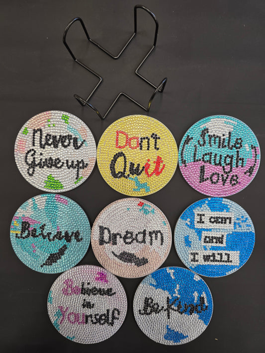 Positive Affirmations 8 Coaster & Stand Set