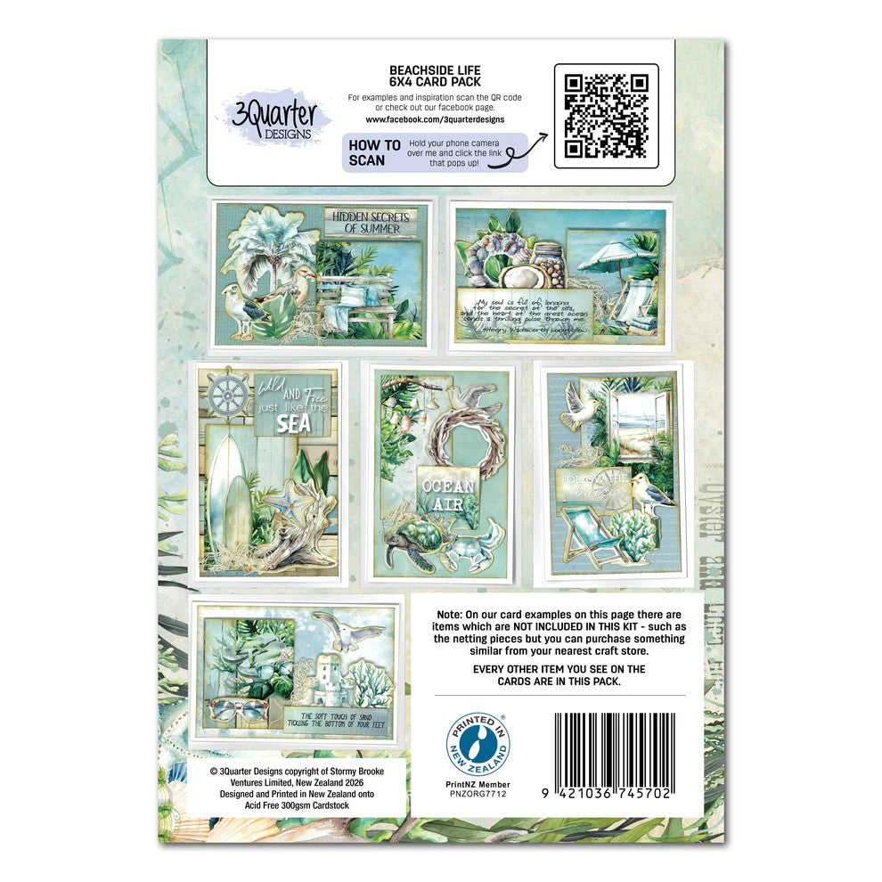 3 Quarter Designs Beachside Life 6"x4" Card Making Pack