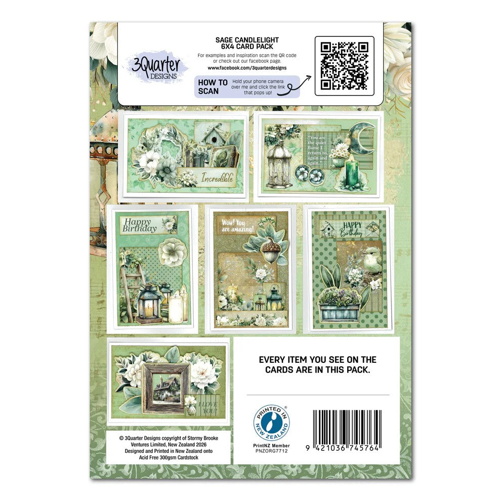 3 Quarter Designs Sage Candlelight 6"x4" Card Making Pack
