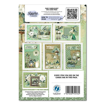 3 Quarter Designs Sage Candlelight 6"x4" Card Making Pack