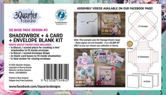 3 Quarter Designs Base Pack Design #2-Shadowbox + 4 Cards + Envelope
