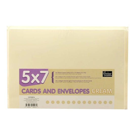 Couture Creations 5"x7" Cards w/Envelopes (50/Pack) - Cream
