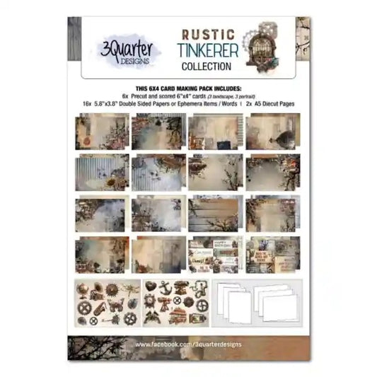 3 Quarter Designs Rustic Tinkerer 6"x4" Card Making Pack