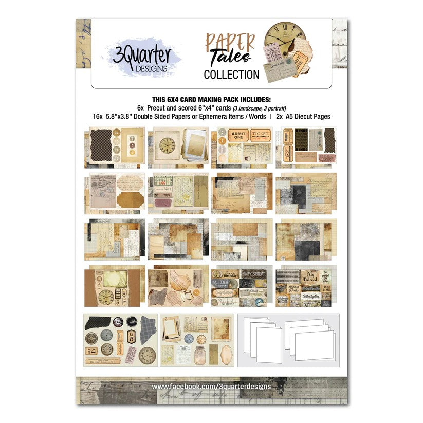 3 Quarter Designs Paper Tales 6"x4" Card Making Pack
