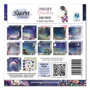 3 Quarter Designs Night Garden 6"x6" Paper Collection Pack