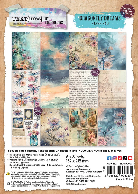 TEXT(ures) by Lou Collins Dragonfly Dreams 6"x8" Paper Pad
