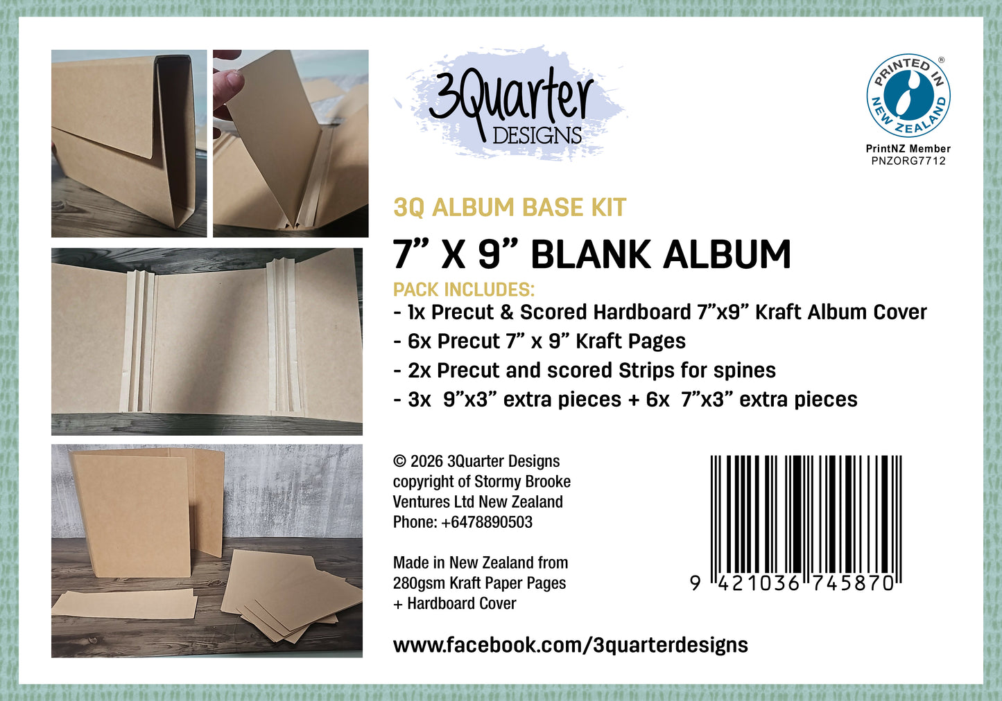 3 Quarter Designs 7"x9" Blank Album