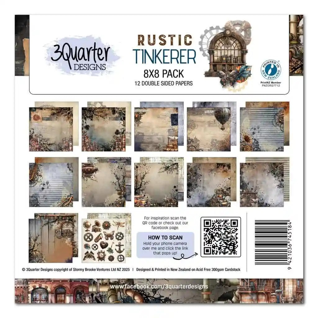 3 Quarter Designs Rustic Tinkerer 8"x8" Paper Collection Pack