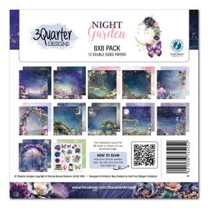 3 Quarter Designs Night Garden 8"x8" Paper Collection Pack