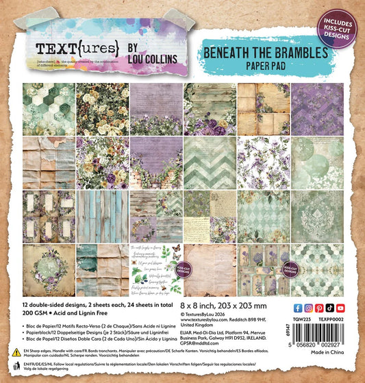 Text(ures) by Lou Collins Beneath the Brambles 8"x8" Paper Pad