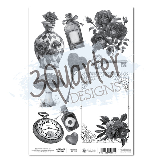 3 Quarter Designs Red Queen A4 Acetate Sheet