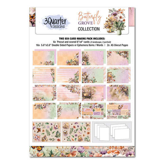 3 Quarter Designs Butterfly Grove 6"x4" Card Making Pack