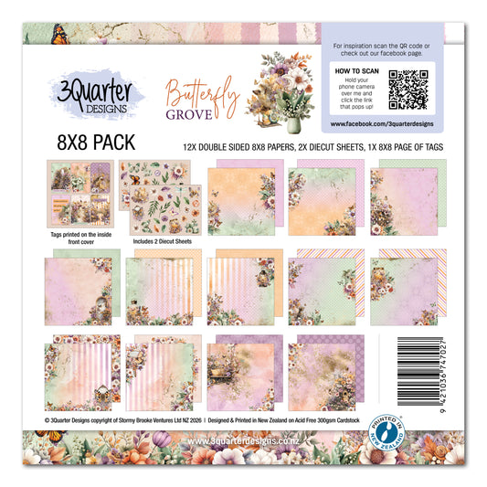 3 Quarter Designs Butterfly Grove 8"x8" Paper Collection Pack